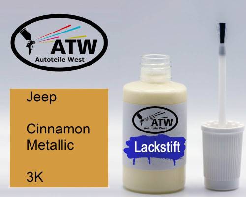 Jeep, Cinnamon Metallic, 3K: 20ml Lackstift, von ATW Autoteile West.